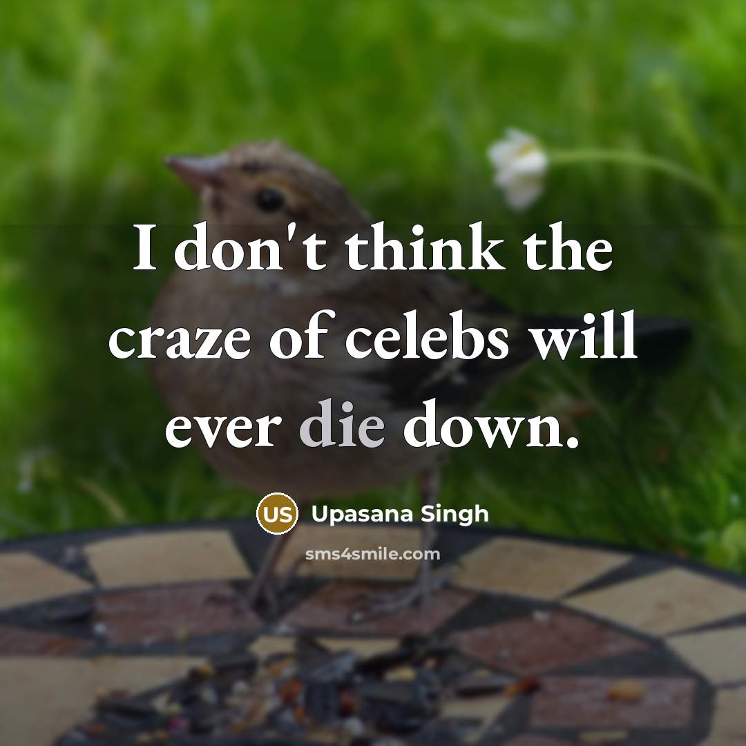 “I don't think the craze of celebs will ever die down.” quote by Upasana Singh