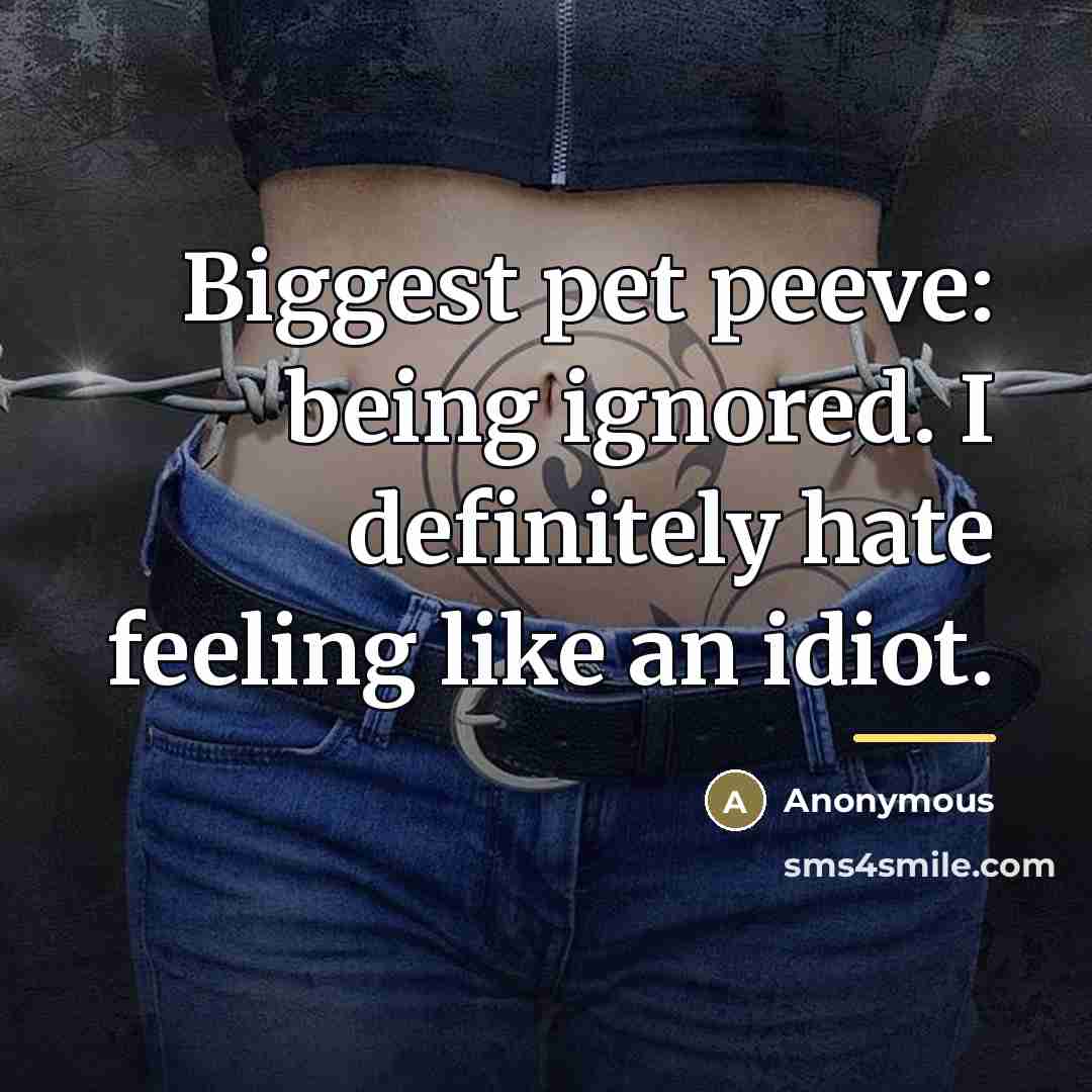 “Biggest pet peeve: being ignored. I definitely hate feeling like…” quote by Anonymous