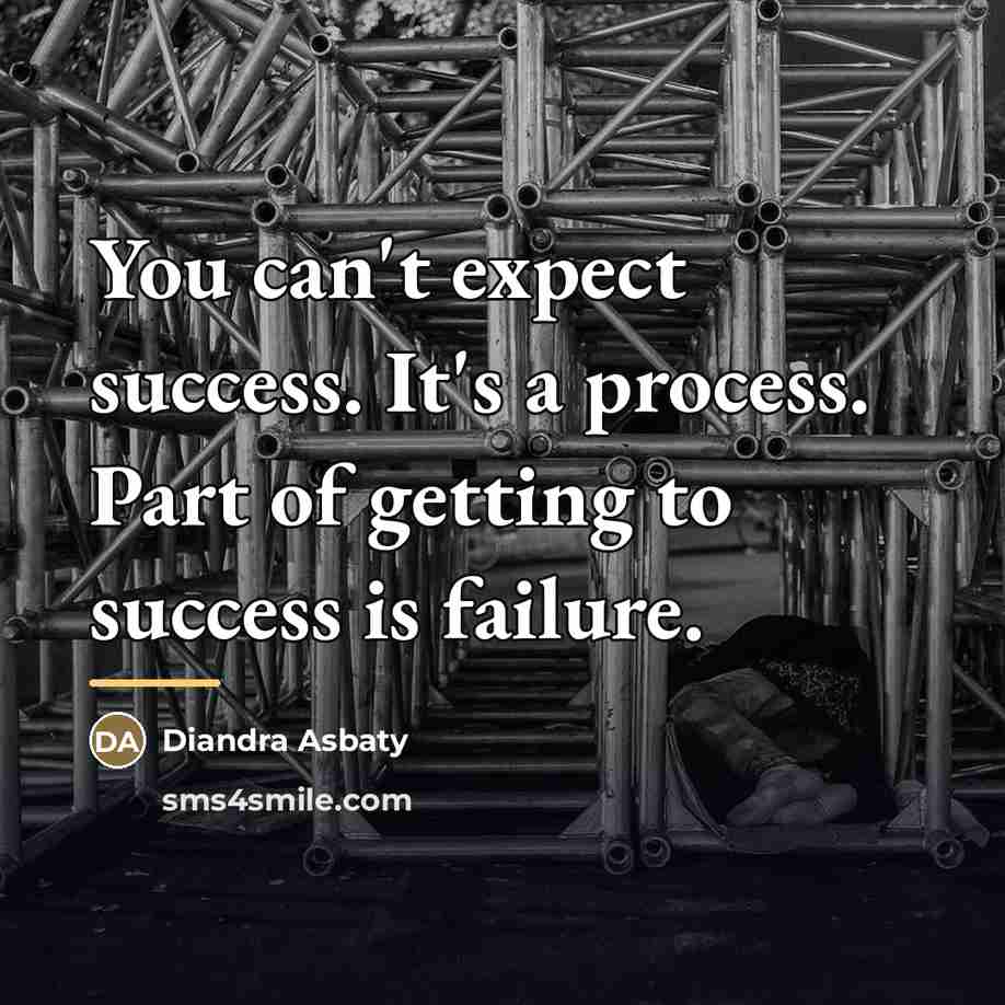 “You can't expect success. It's a process. Part of getting…” quote by Diandra Asbaty
