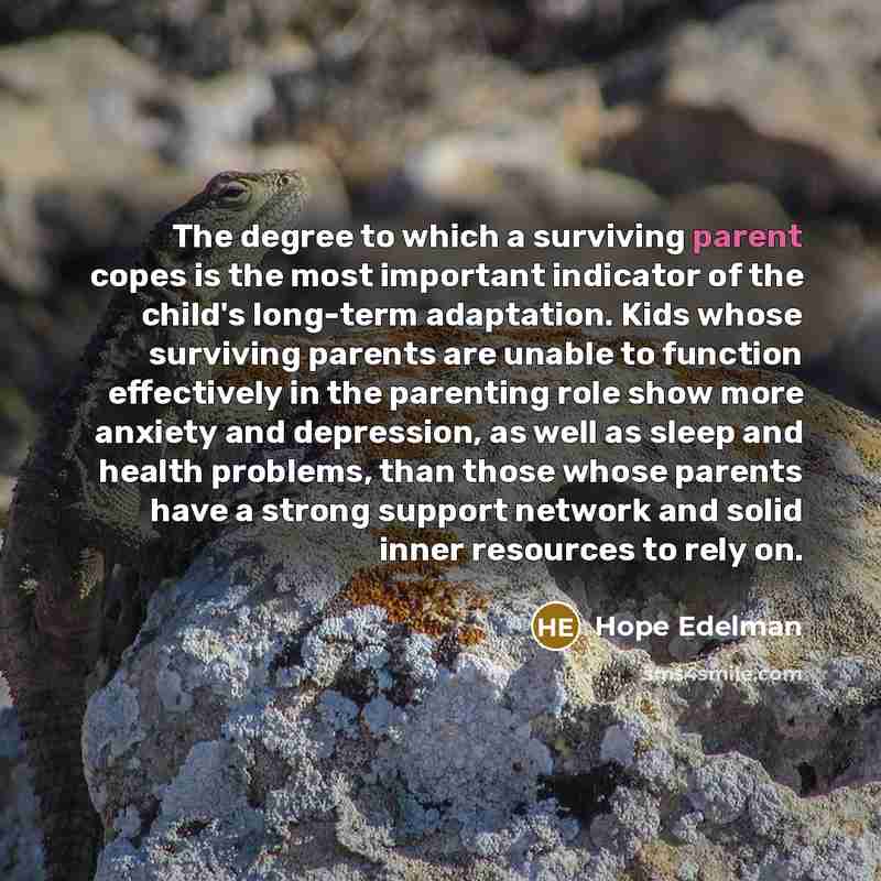 “The degree to which a surviving parent copes is the…” quote by Hope Edelman
