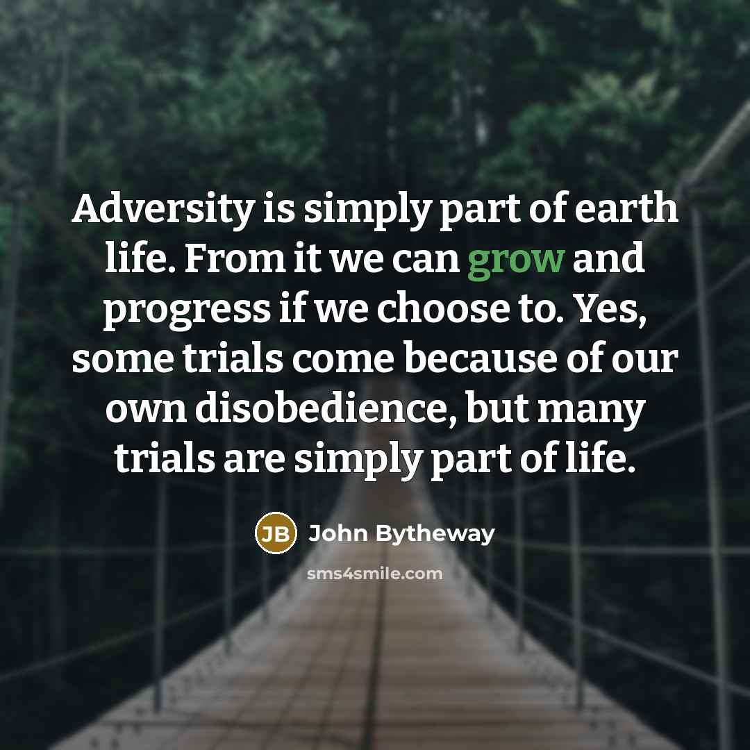 “Adversity is simply part of earth life. From it we…” quote by John Bytheway