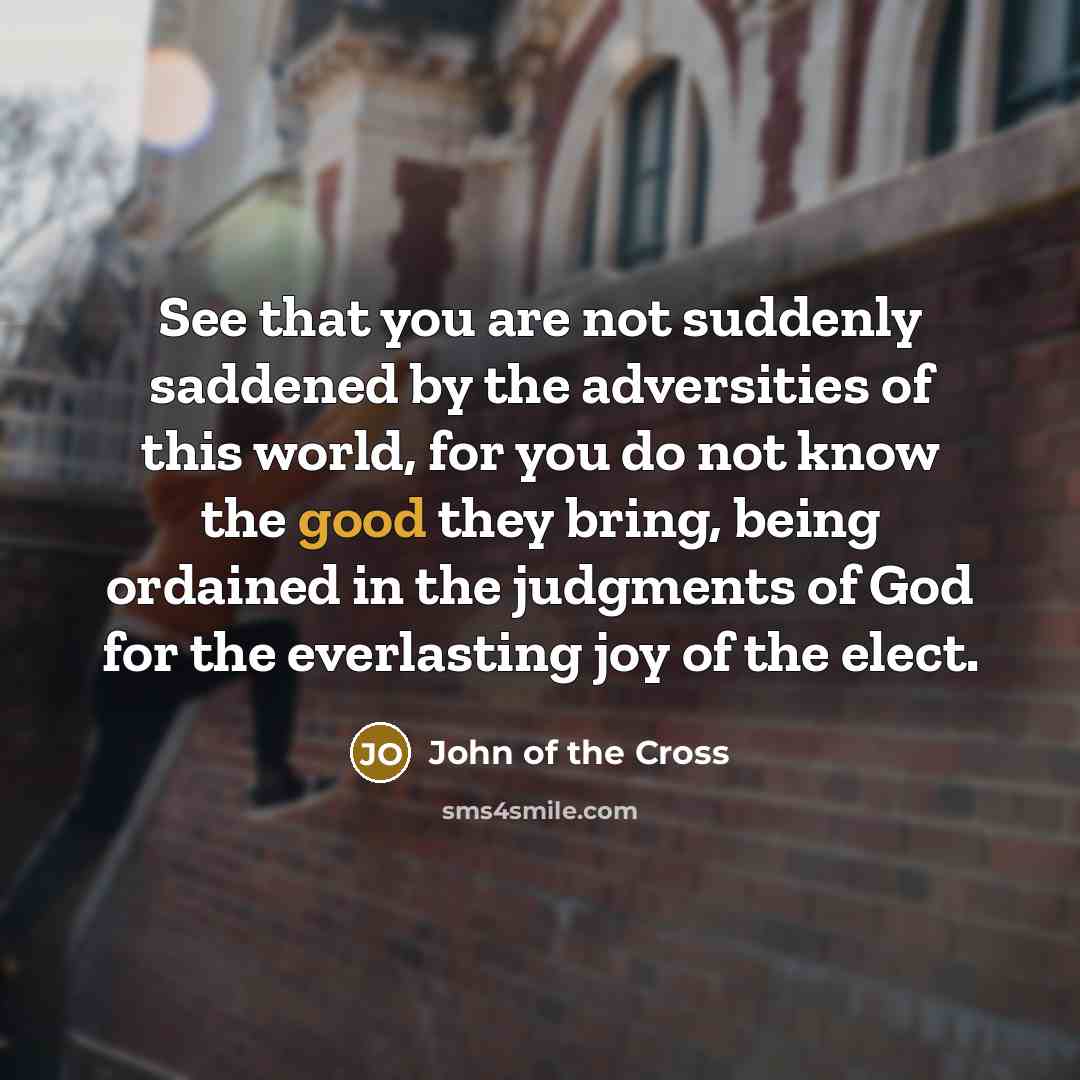 “See that you are not suddenly saddened by the adversities…” quote by John of the Cross