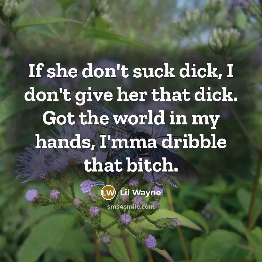 “If she don't suck dick, I don't give her that dick. Got the world in my hands, I'mma dribble that bitch.” quote by Lil Wayne