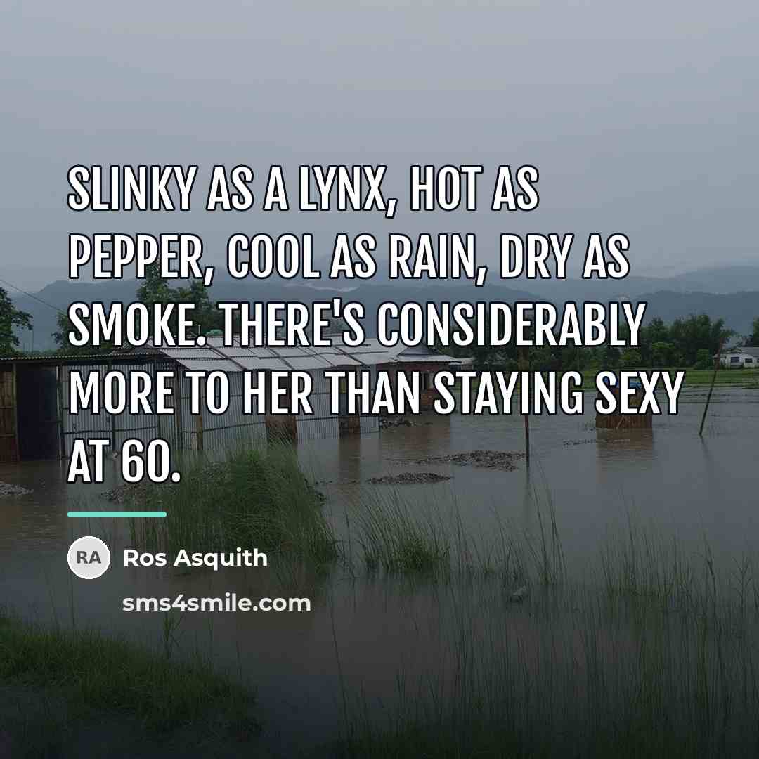 “Slinky as a lynx, hot as pepper, cool as rain,…” quote by Ros Asquith