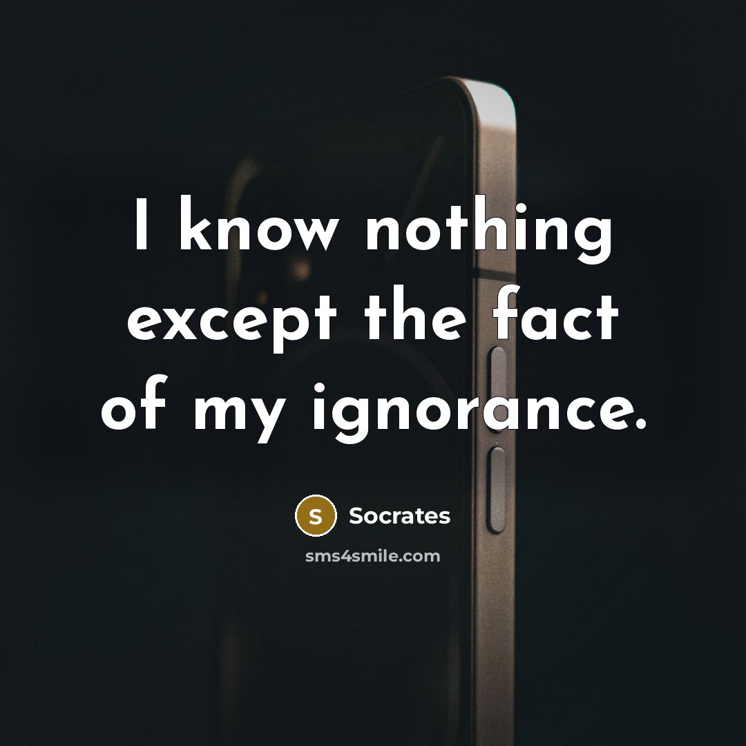 “I know nothing except the fact of my ignorance.…” quote by Socrates