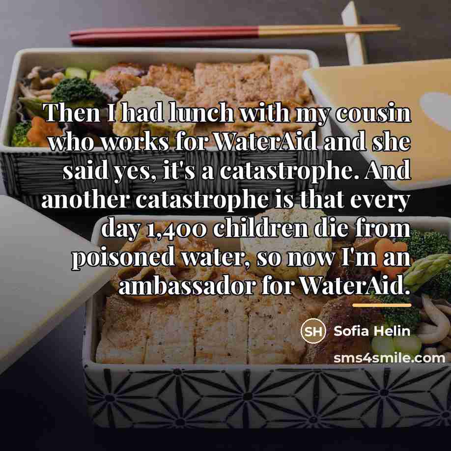 “Then I had lunch with my cousin who works for…” quote by Sofia Helin