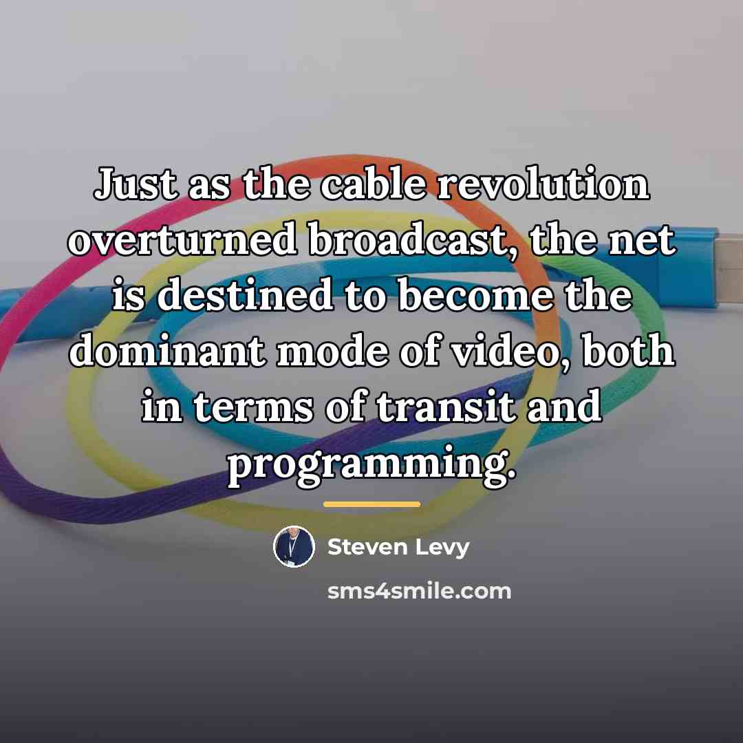 “Just as the cable revolution overturned broadcast, the net is…” quote by Steven Levy