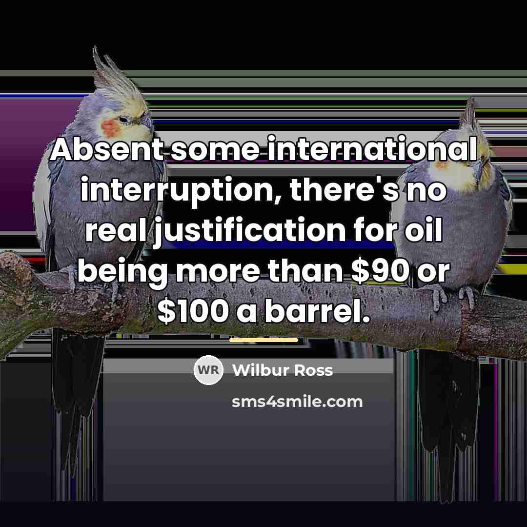 “Absent some international interruption, there's no real justification for oil…” quote by Wilbur Ross