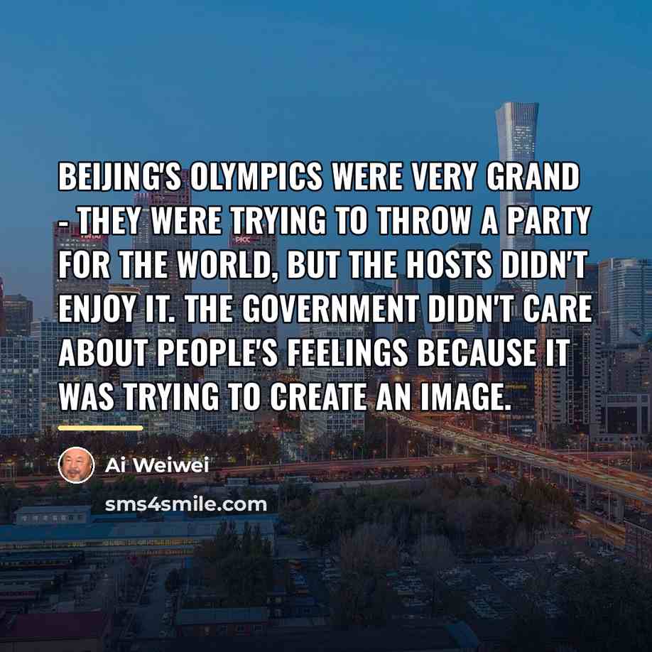 “Beijing's Olympics were very grand - they were trying to…” quote by Ai Weiwei