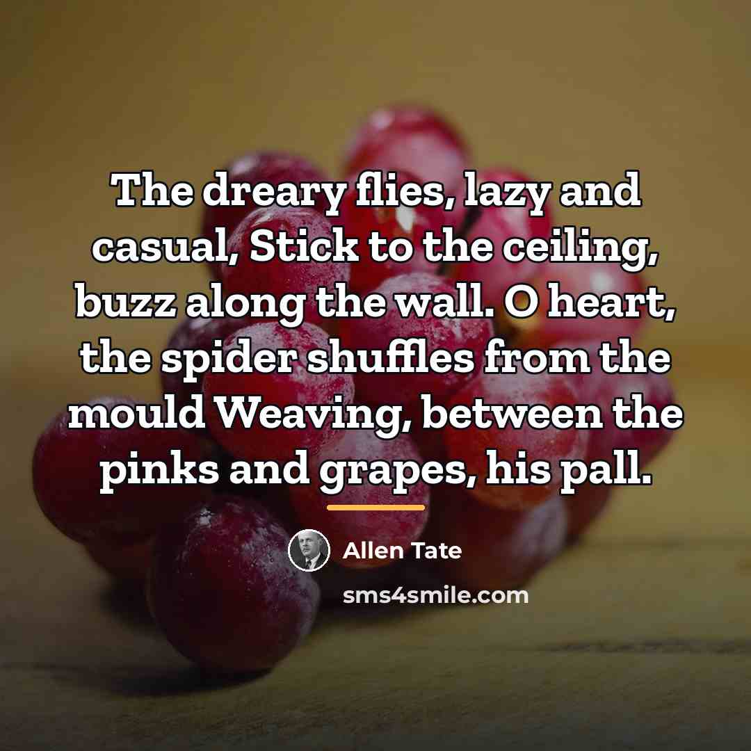 “The dreary flies, lazy and casual, Stick to the ceiling,…” quote by Allen Tate