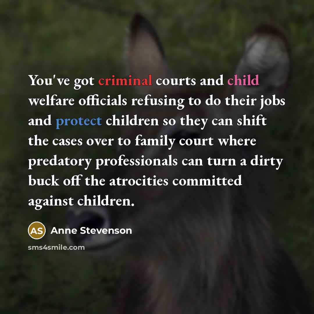 “You've got criminal courts and child welfare officials refusing to…” quote by Anne Stevenson