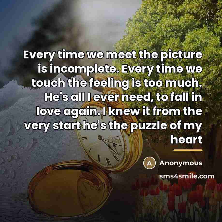 “Every time we meet the picture is incomplete. Every time…” quote by Anonymous