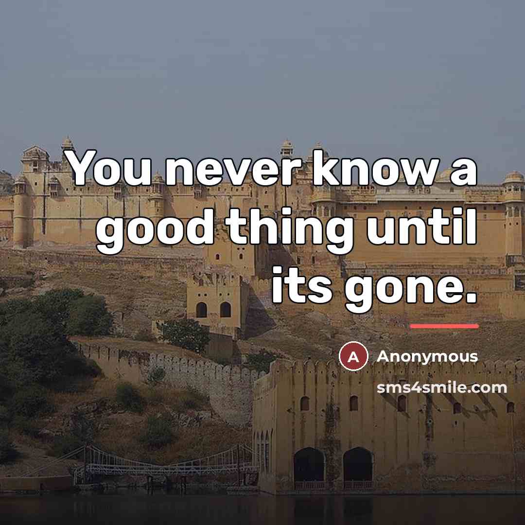 “You never know a good thing until its gone.…” quote by Anonymous