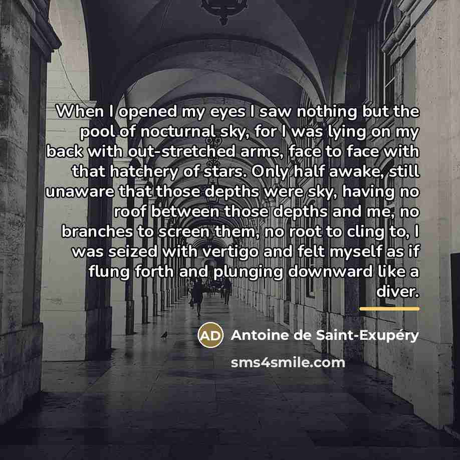 “When I opened my eyes I saw nothing but the…” quote by Antoine de Saint-Exupery