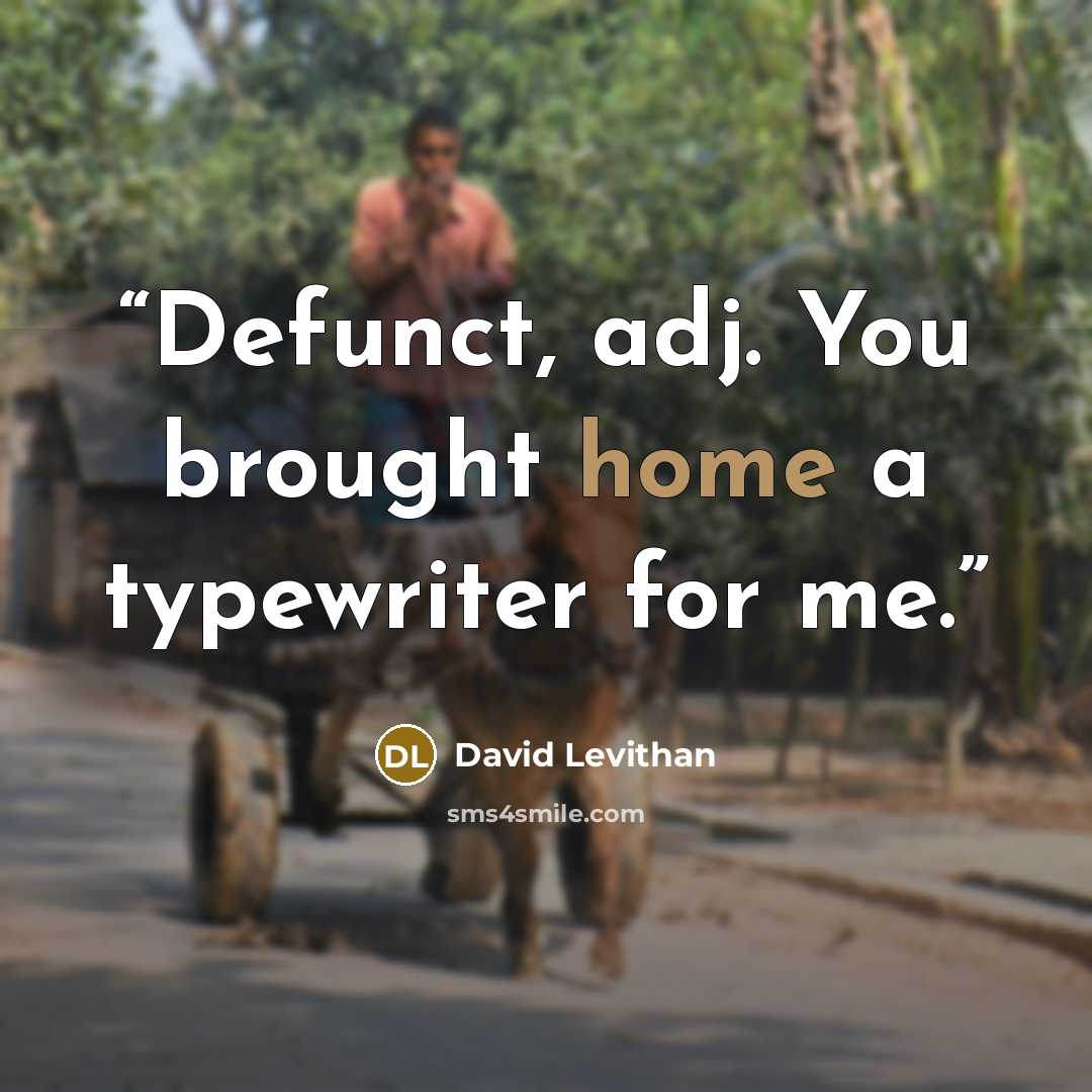 “Defunct, adj. You brought home a typewriter for me.” quote by David Levithan