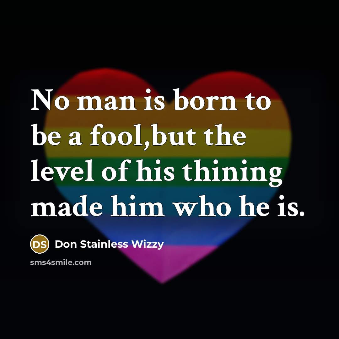 “No man is born to be a fool,but the level…” quote by Don Stainless Wizzy