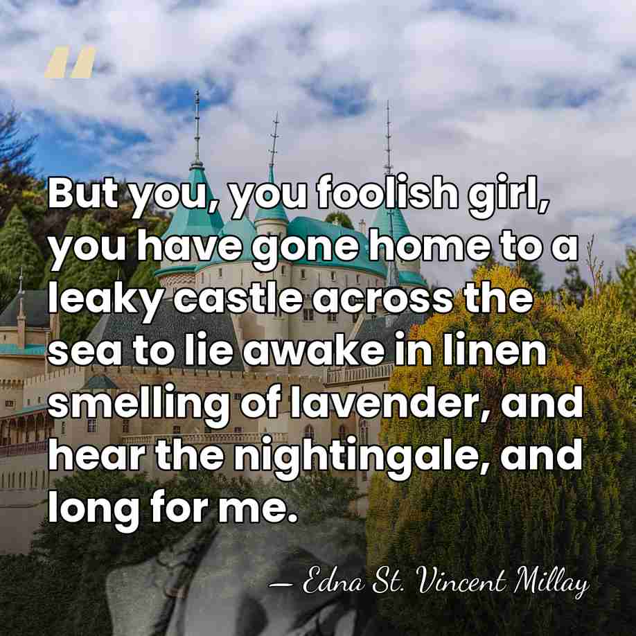 But you, you foolish girl, you have gone home to a leaky&hellip; - Edna St. Vincent Millay