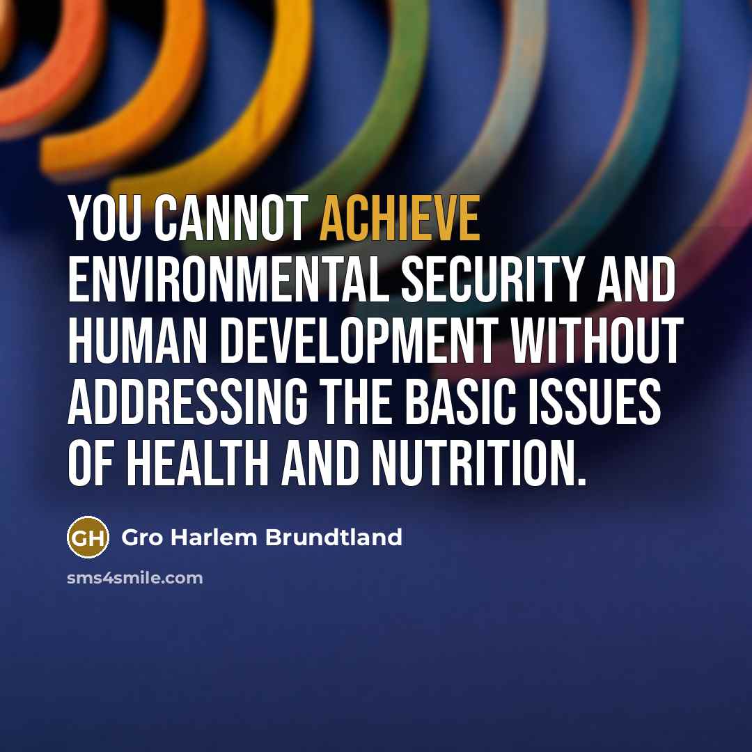 “You cannot achieve environmental security and human development without addressing…” quote by Gro Harlem Brundtland