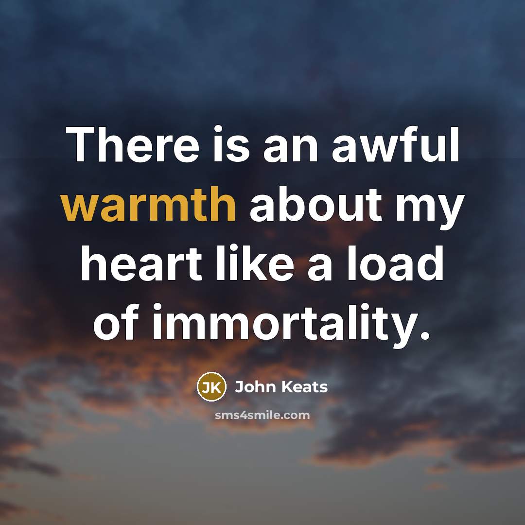 “There is an awful warmth about my heart like a…” quote by John Keats