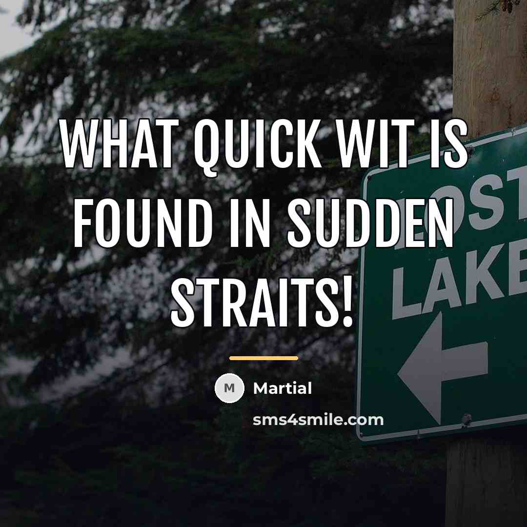 “What quick wit is found in sudden straits!…” quote by Martial