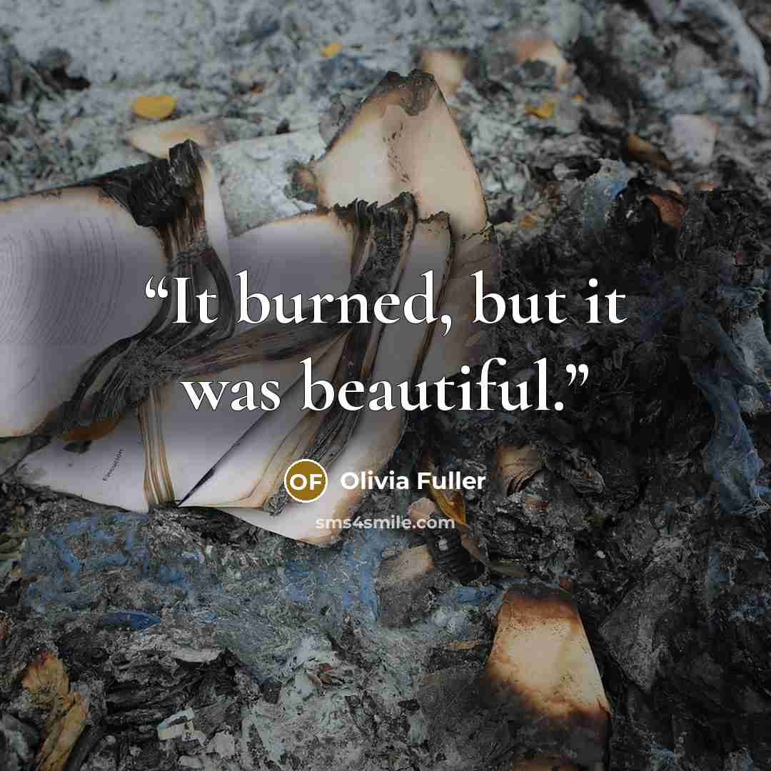 “It burned, but it was beautiful.” quote by Olivia Fuller