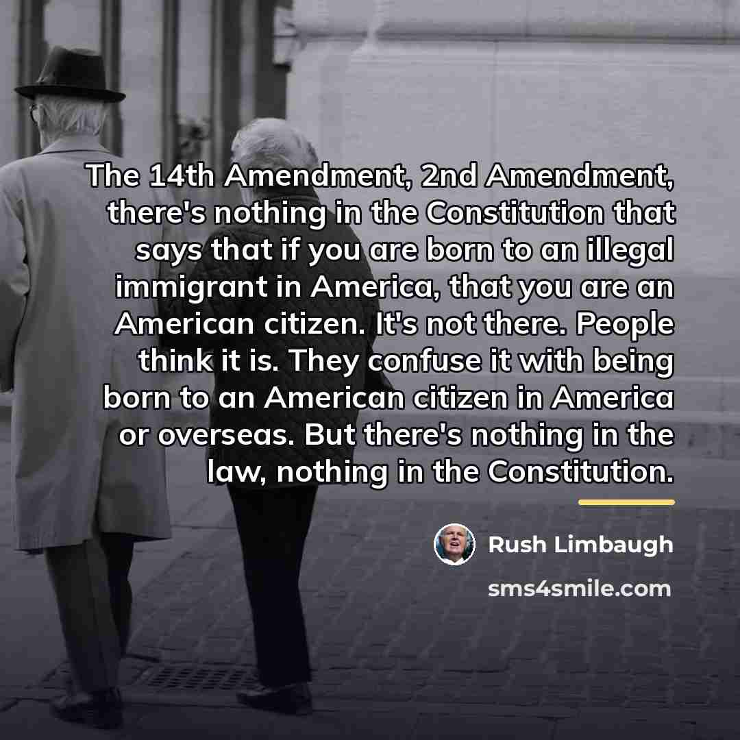 “The 14th Amendment, 2nd Amendment, there's nothing in the Constitution…” quote by Rush Limbaugh