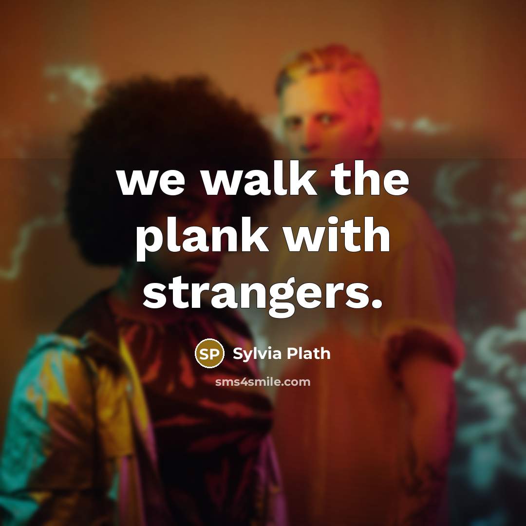 “we walk the plank with strangers.…” quote by Sylvia Plath
