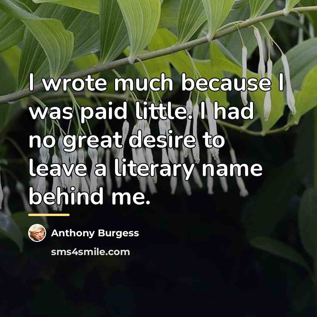 “I wrote much because I was paid little. I had…” quote by Anthony Burgess