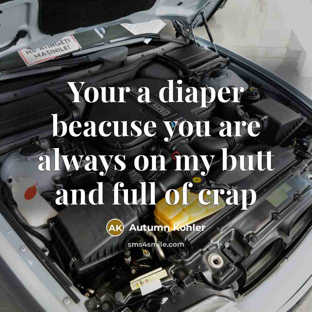 “Your a diaper beacuse you are always on my butt…” quote by Autumn Kohler