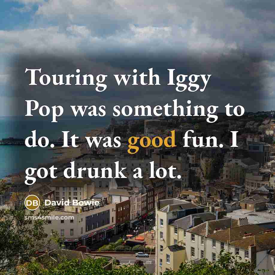 “Touring with Iggy Pop was something to do. It was…” quote by David Bowie