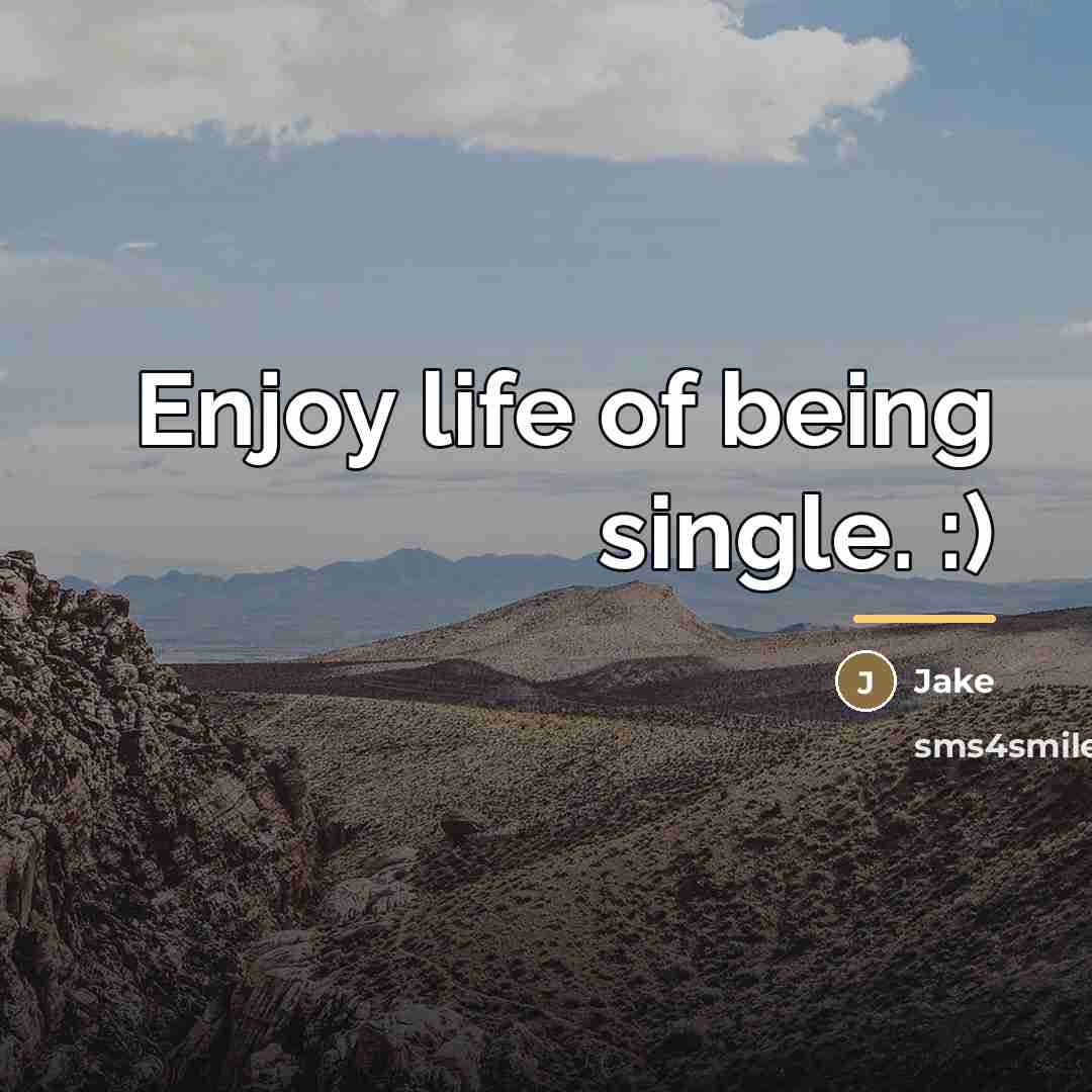 “Enjoy life of being single. :)…” quote by Jake