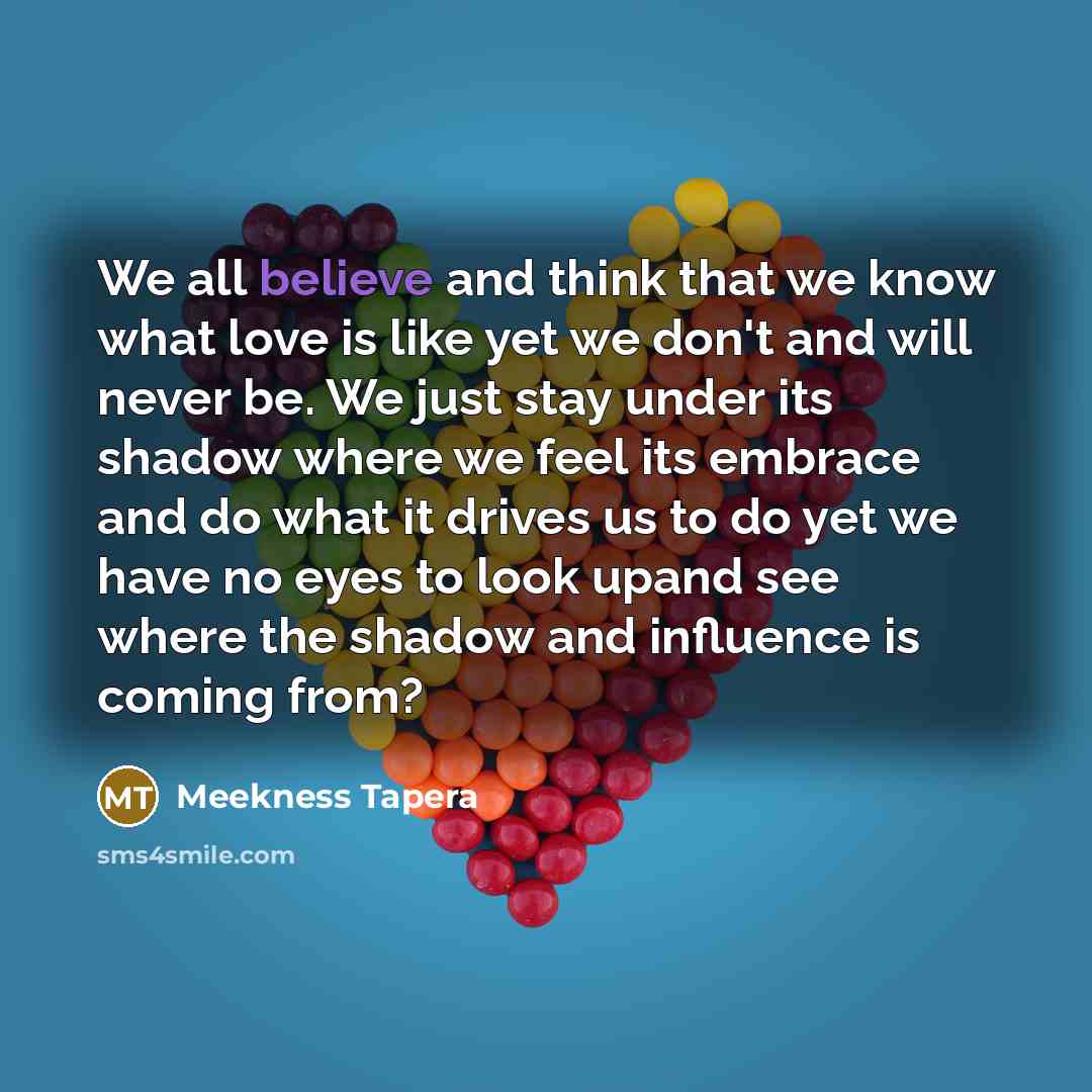 “We all believe and think that we know what love…” quote by Meekness Tapera