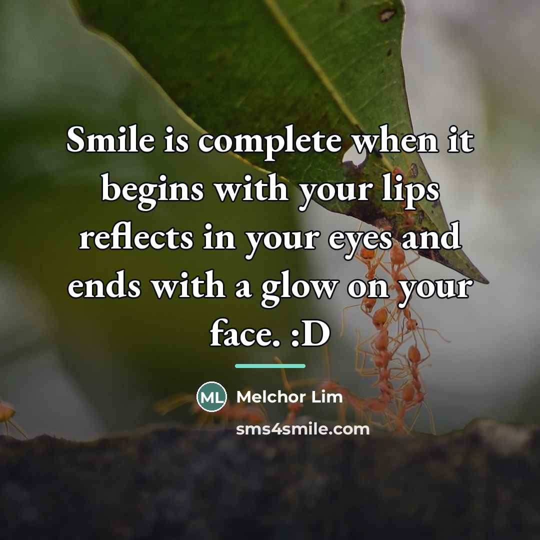 “Smile is complete when it begins with your lips reflects…” quote by Melchor Lim