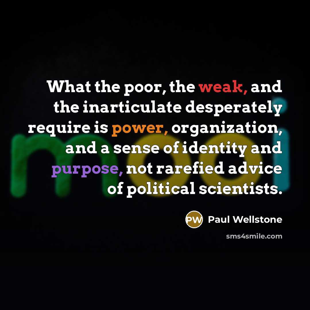 “What the poor, the weak, and the inarticulate desperately require…” quote by Paul Wellstone