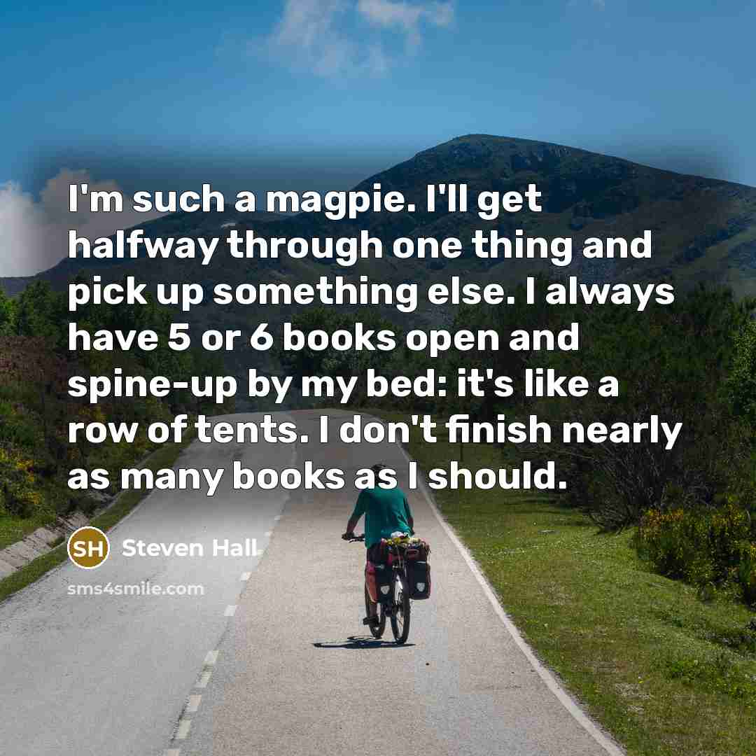 “I'm such a magpie. I'll get halfway through one thing…” quote by Steven Hall