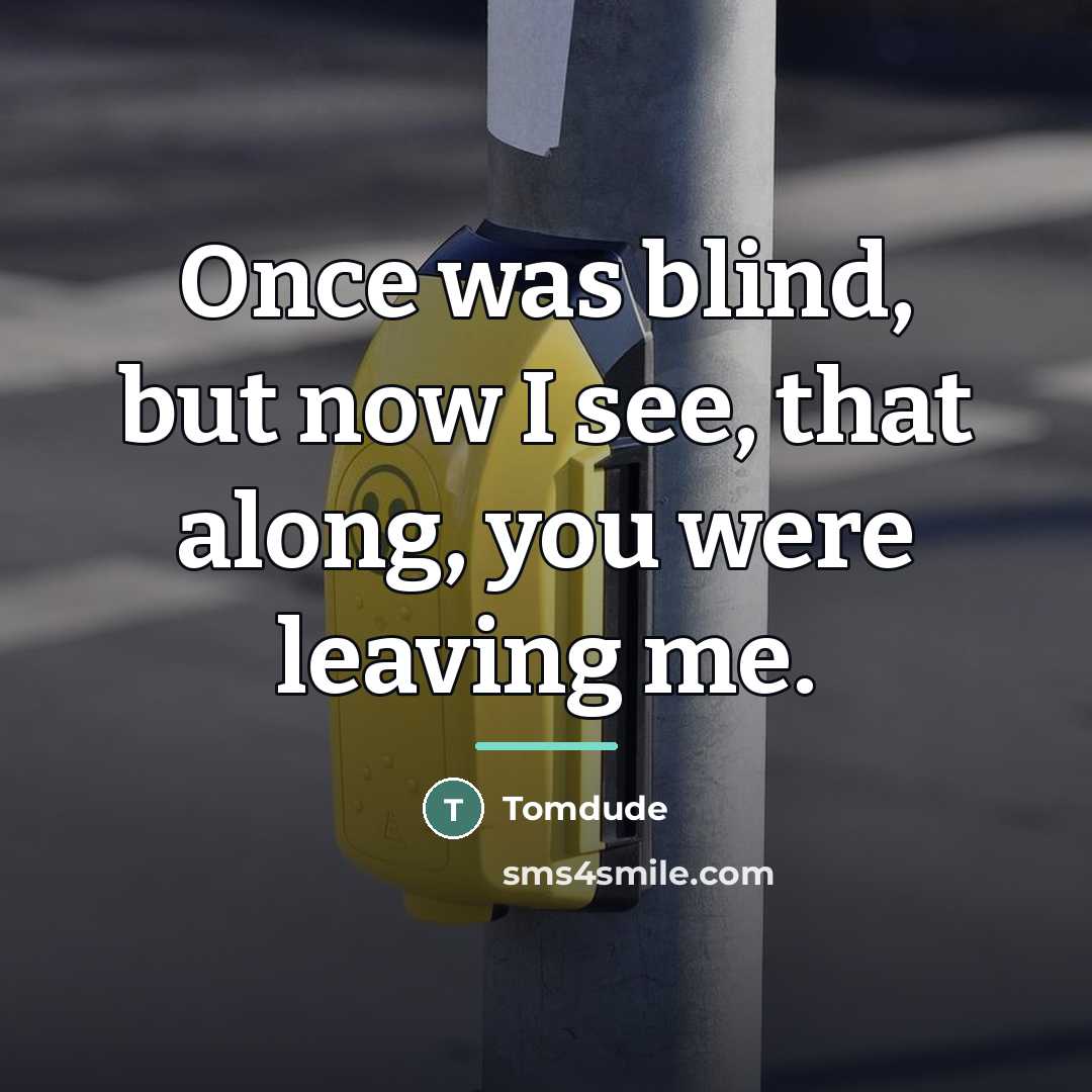 “Once was blind, but now I see, that along, you…” quote by Tomdude