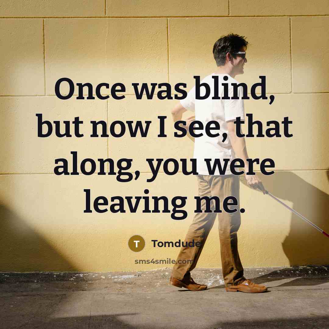 “Once was blind, but now I see, that along, you were leaving me.” quote by Tomdude