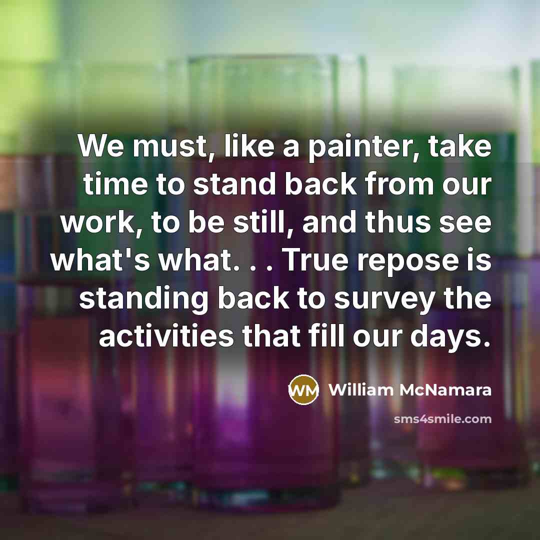 “We must, like a painter, take time to stand back…” quote by William McNamara