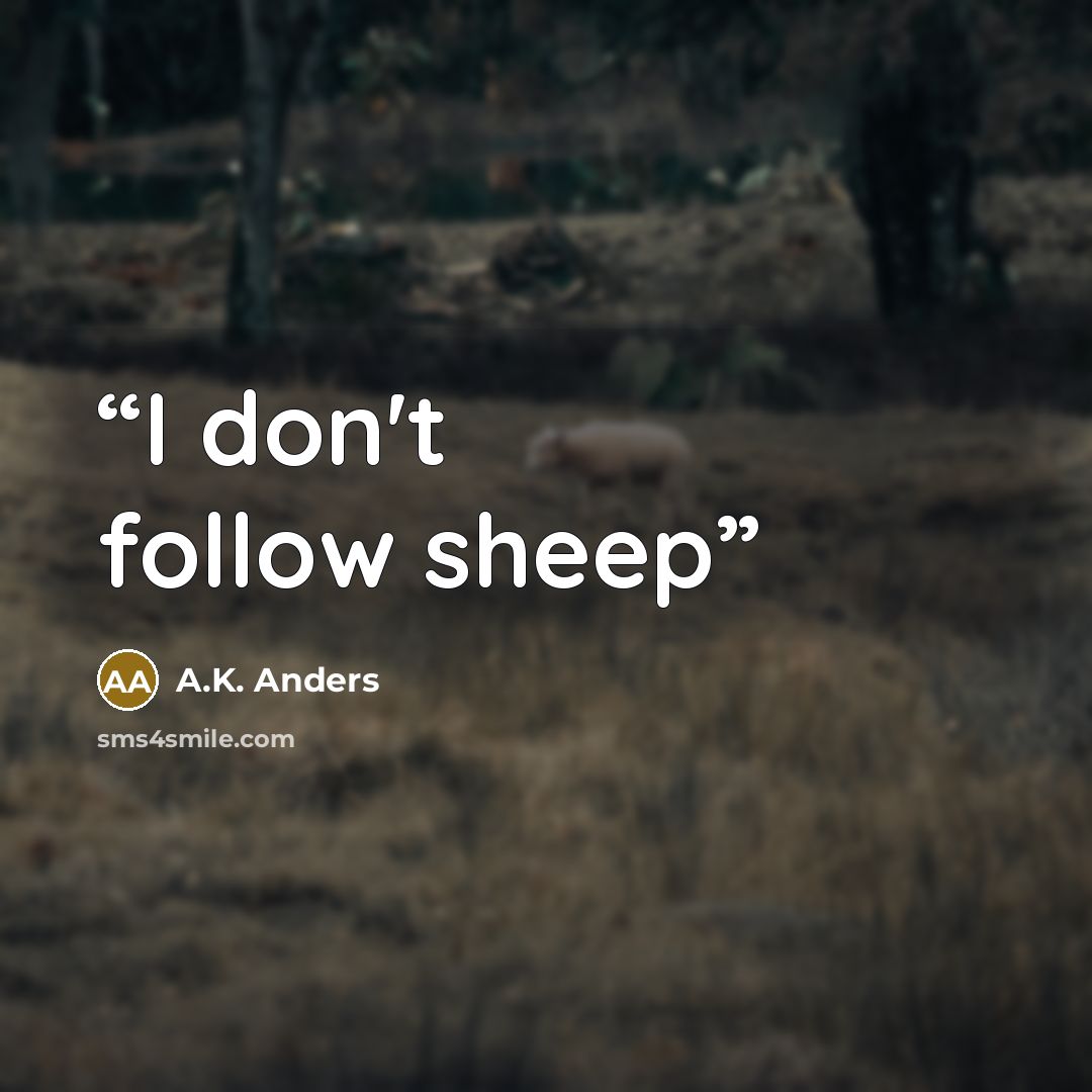 “I don't follow sheep” quote by A.K. Anders