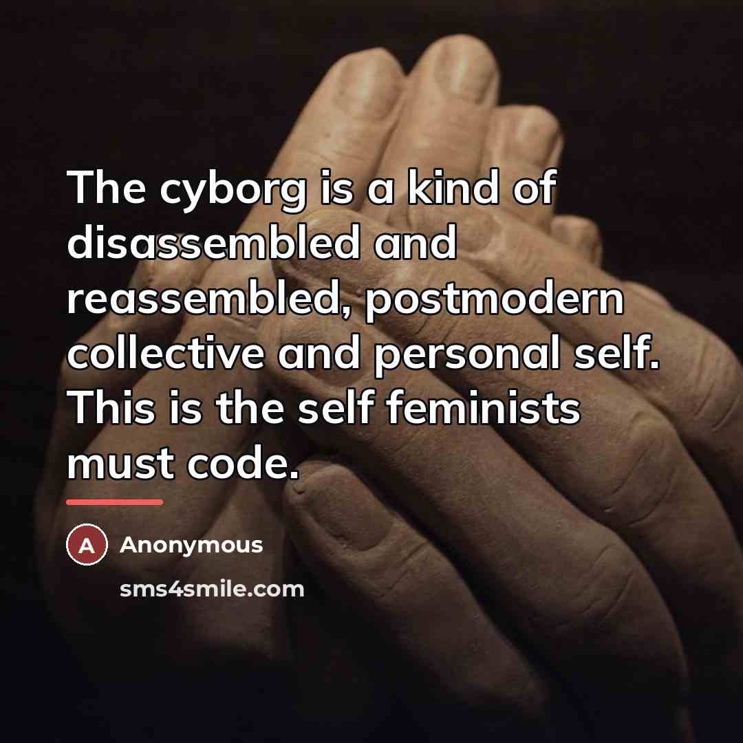 “The cyborg is a kind of disassembled and reassembled, postmodern…” quote by Anonymous