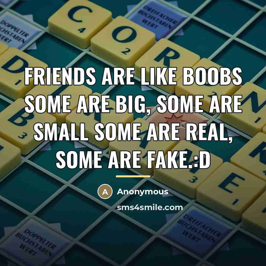 “Friends are like boobs some are big, some are small…” quote by Anonymous