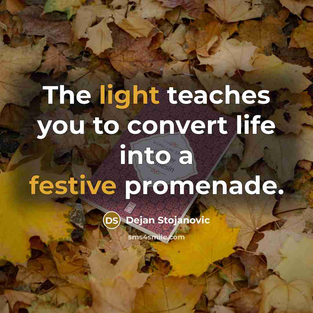 “The light teaches you to convert life into a festive…” quote by Dejan Stojanovic