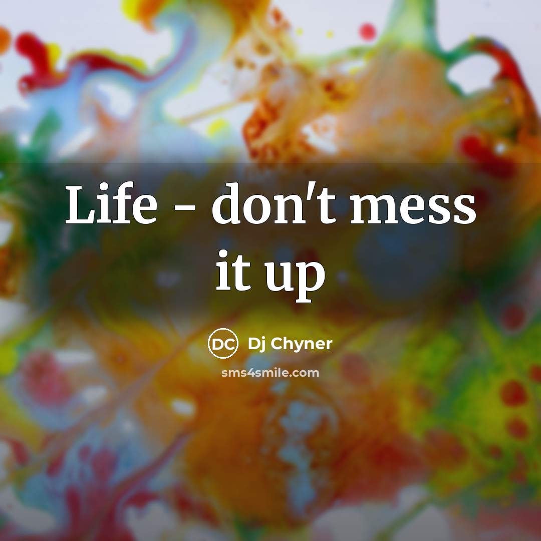 “Life - don't mess it up” quote by Dj Chyner