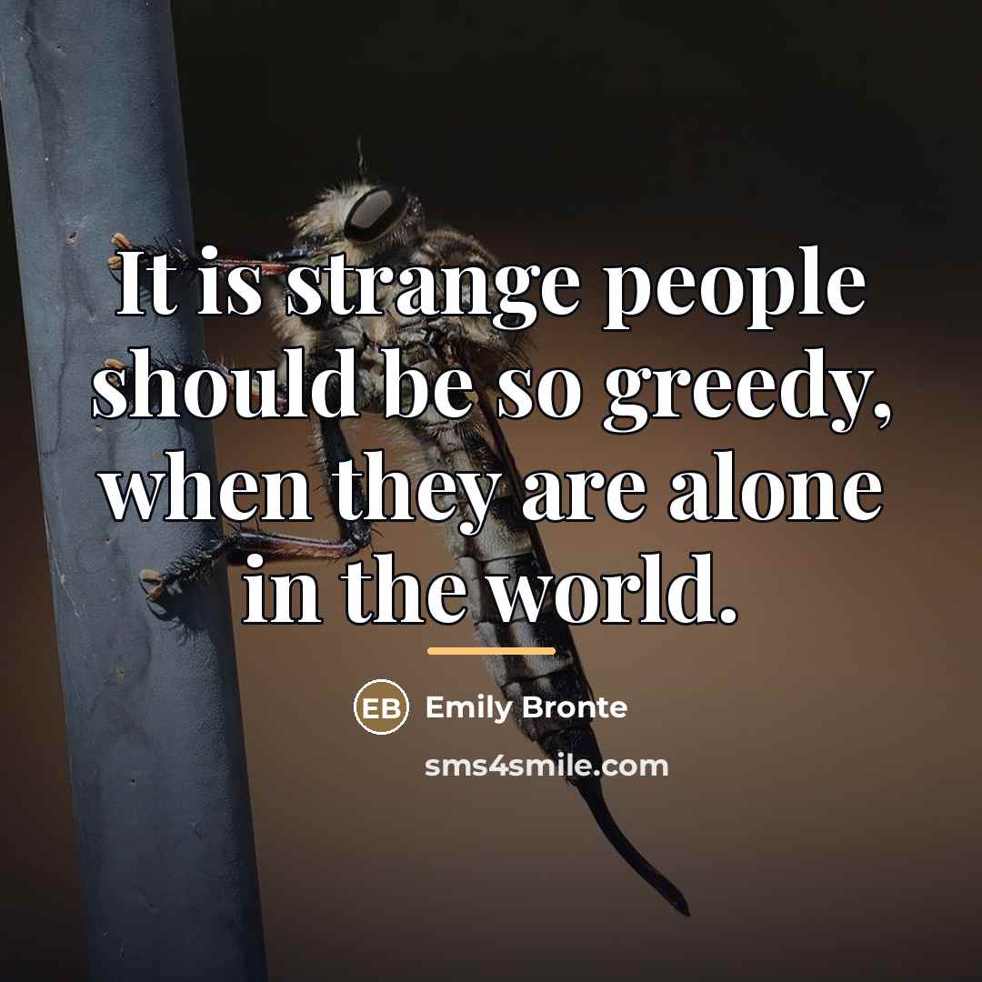 “It is strange people should be so greedy, when they…” quote by Emily Bronte