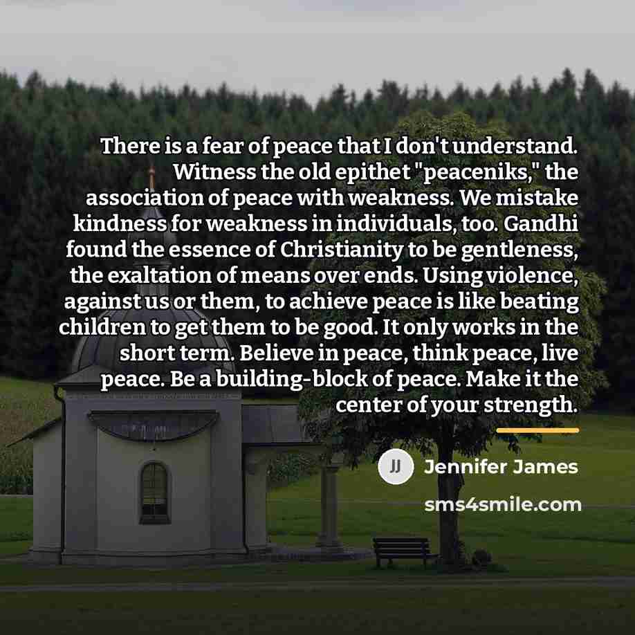 “There is a fear of peace that I don't understand.…” quote by Jennifer James