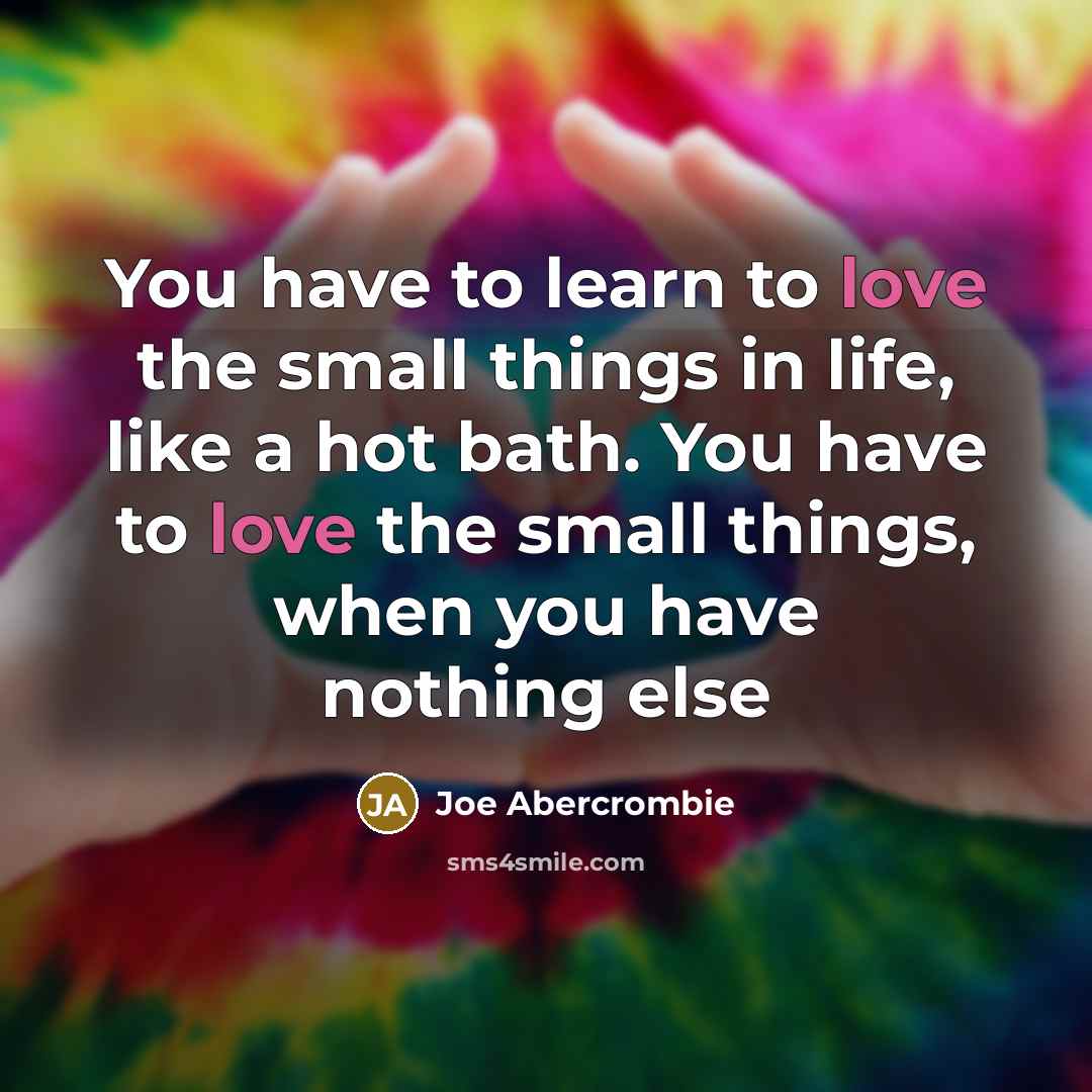 “You have to learn to love the small things in…” quote by Joe Abercrombie