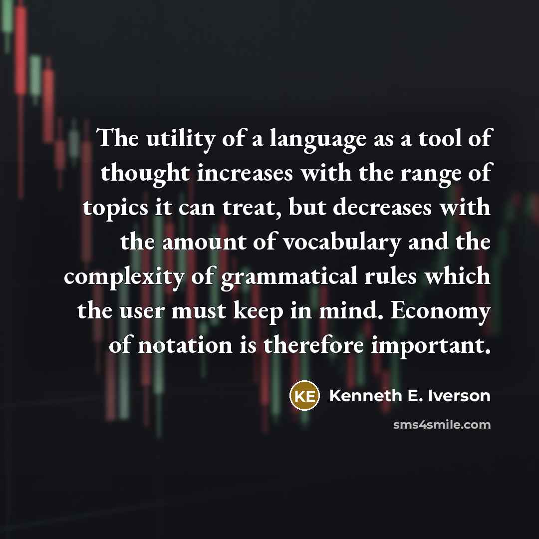 “The utility of a language as a tool of thought…” quote by Kenneth E. Iverson