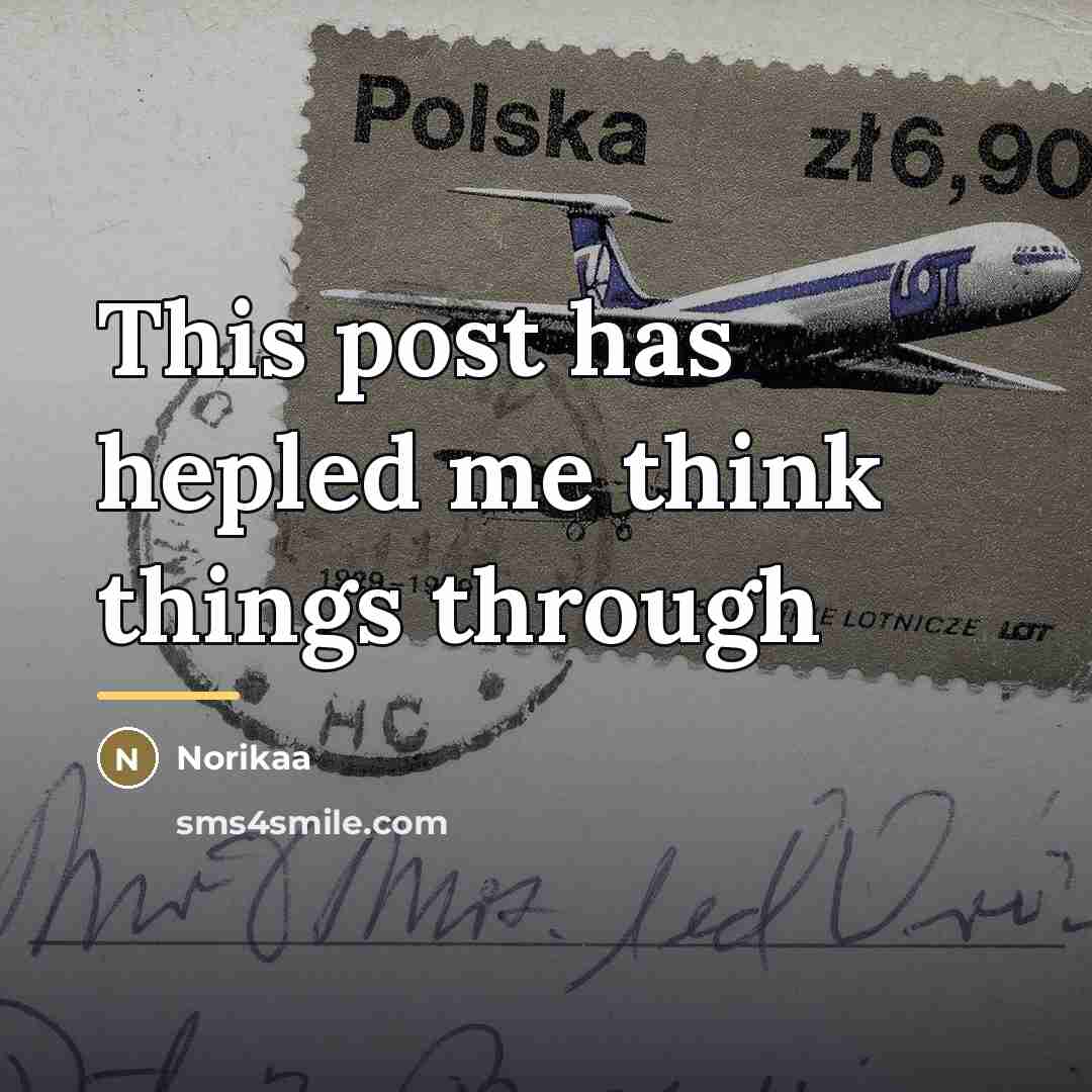 “This post has hepled me think things through…” quote by Norikaa