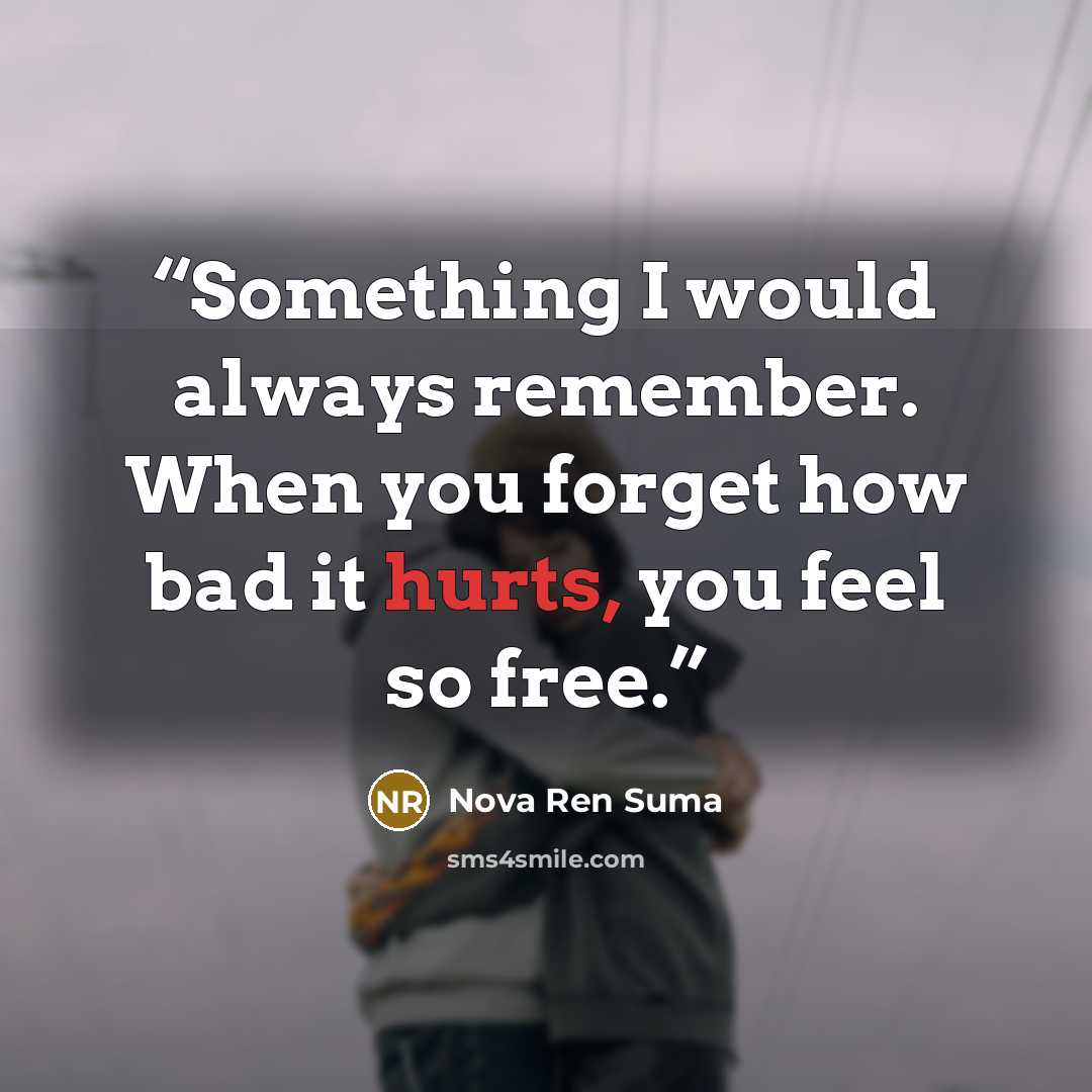 “Something I would always remember. When you forget how bad it hurts, you feel so free.” quote by Nova Ren Suma