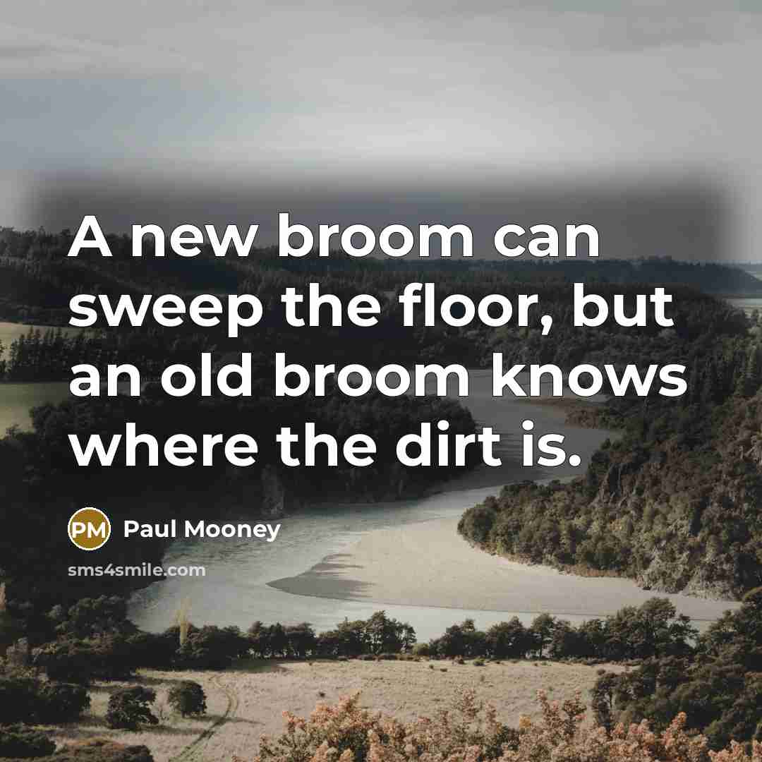 “A new broom can sweep the floor, but an old…” quote by Paul Mooney